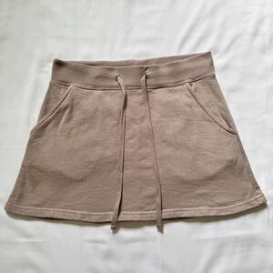 Brandy Melville Women's Brown Taupe Mini Skirt With Pockets And Drawstring